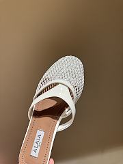 Fortok Alaïa Fishnet Slippers in Mesh & Patent Leather White - 2