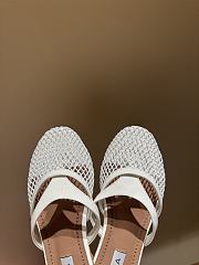Fortok Alaïa Fishnet Slippers in Mesh & Patent Leather White - 3