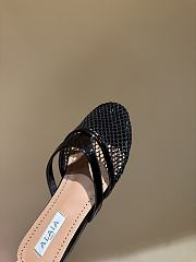 Fortok Alaïa Fishnet Slippers in Mesh & Patent Leather Black - 5