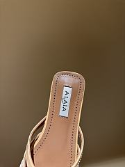 Fortok Alaïa Fishnet Slippers in Mesh & Patent Leather Beige - 5