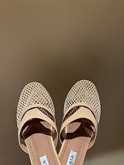 Fortok Alaïa Fishnet Slippers in Mesh & Patent Leather Beige - 4