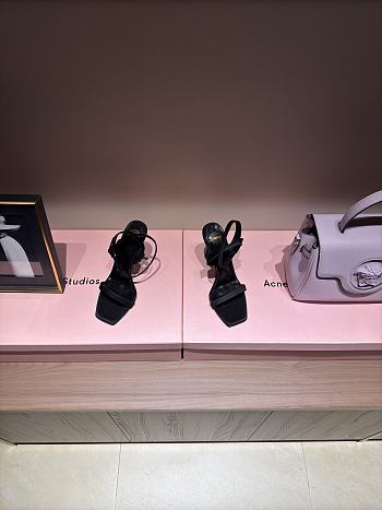 Fortok Saint Laurent Susan Sandals In Smooth Leather Black