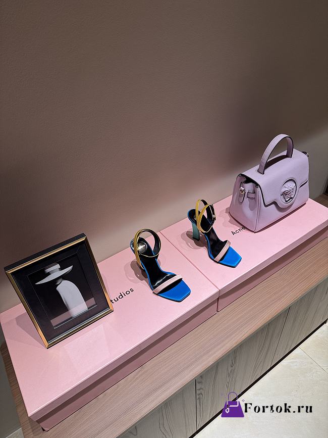 Fortok Saint Laurent Susan Sandals In Smooth Leather Blue - 1