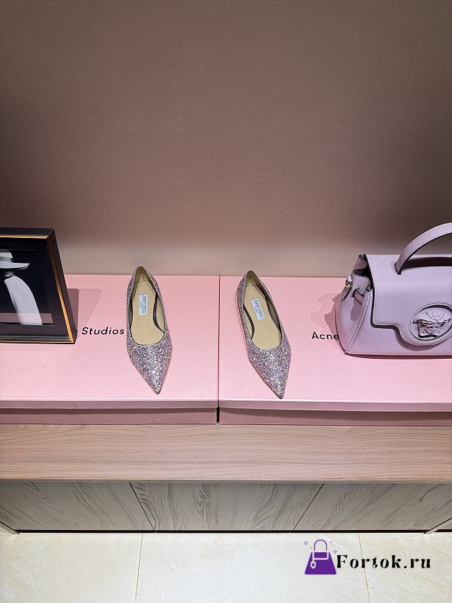 Fortok Jimmy Choo Love Ballerina in Mochi Luminous Glow-in-the-Dark Glitter with JC Button - 1