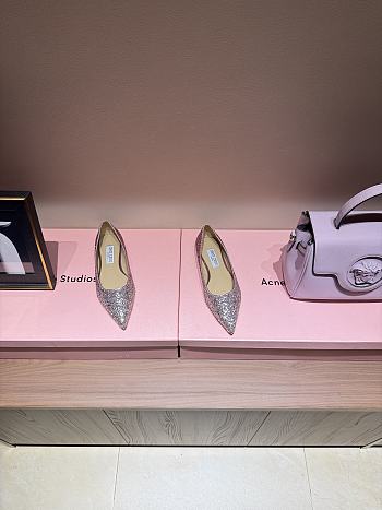 Fortok Jimmy Choo Love Ballerina in Mochi Luminous Glow-in-the-Dark Glitter with JC Button Pink