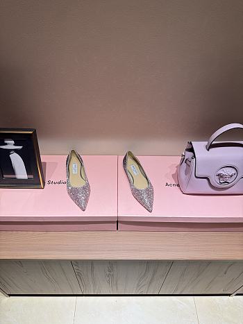 Fortok Jimmy Choo Love Ballerina in Mochi Luminous Glow-in-the-Dark Glitter with JC Button Pink 02