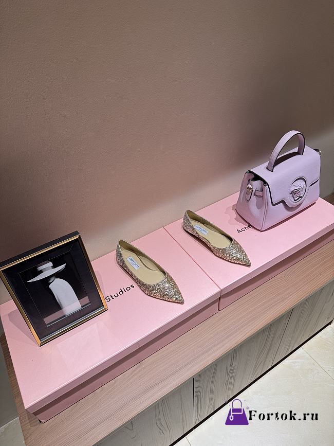 Fortok Jimmy Choo Love Ballerina in Mochi Luminous Glow-in-the-Dark Glitter with JC Button Gold - 1