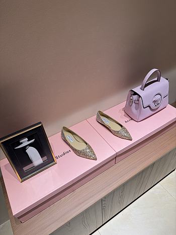 Fortok Jimmy Choo Love Ballerina in Mochi Luminous Glow-in-the-Dark Glitter with JC Button Gold