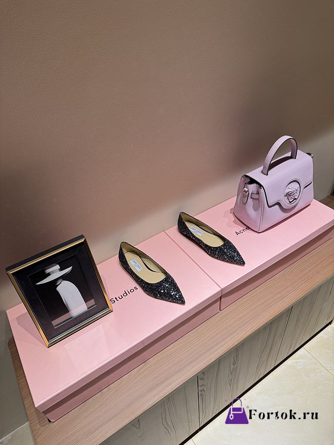 Fortok Jimmy Choo Love Ballerina in Mochi Luminous Glow-in-the-Dark Glitter with JC Button Black - 1