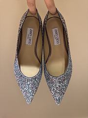 Fortok Jimmy Choo Love Ballerina in Mochi Luminous Glow-in-the-Dark Glitter with JC Button Blue - 2