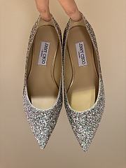 Fortok Jimmy Choo Love Ballerina in Mochi Luminous Glow-in-the-Dark Glitter with JC Button Green - 3
