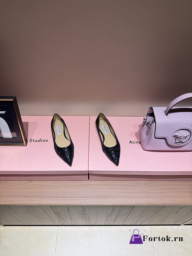 Fortok Jimmy Choo Love Ballerina in Mochi Luminous Glow-in-the-Dark Glitter with JC Button Black 02 - 1