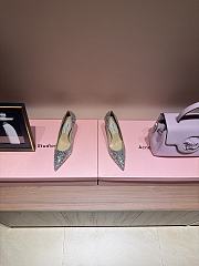 Fortok Jimmy Choo High Heels 7cm/9cm Mochi Luminous Glow-in-the-Dark Glitter with JC Button Green - 1