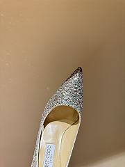 Fortok Jimmy Choo High Heels 7cm/9cm Mochi Luminous Glow-in-the-Dark Glitter with JC Button Green - 5
