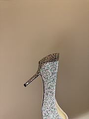 Fortok Jimmy Choo High Heels 7cm/9cm Mochi Luminous Glow-in-the-Dark Glitter with JC Button Green - 3