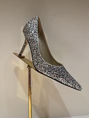 Fortok Jimmy Choo High Heels 7cm/9cm Mochi Luminous Glow-in-the-Dark Glitter with JC Button Green - 4
