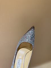 Fortok Jimmy Choo High Heels 7cm/9cm Mochi Luminous Glow-in-the-Dark Glitter with JC Button Blue - 4