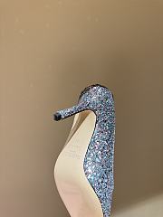 Fortok Jimmy Choo High Heels 7cm/9cm Mochi Luminous Glow-in-the-Dark Glitter with JC Button Blue - 3