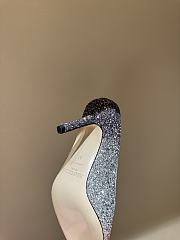 Fortok Jimmy Choo High Heels 7cm/9cm Mochi Luminous Glow-in-the-Dark Glitter with JC Button Grey Pink - 6