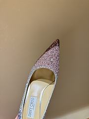 Fortok Jimmy Choo High Heels 7cm/9cm Mochi Luminous Glow-in-the-Dark Glitter with JC Button Grey Pink - 5