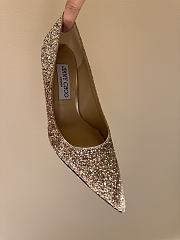 Fortok Jimmy Choo High Heels 7cm/9cm Mochi Luminous Glow-in-the-Dark Glitter with JC Button Gold - 4
