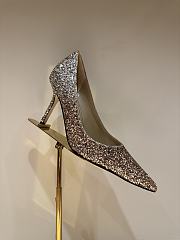 Fortok Jimmy Choo High Heels 7cm/9cm Mochi Luminous Glow-in-the-Dark Glitter with JC Button Gold - 3