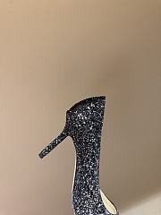 Fortok Jimmy Choo High Heels 7cm/9cm Mochi Luminous Glow-in-the-Dark Glitter with JC Button Black - 6