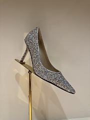 Fortok Jimmy Choo High Heels 7cm/9cm Mochi Luminous Glow-in-the-Dark Glitter with JC Button  - 3
