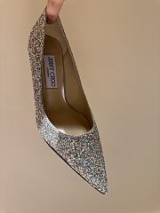 Fortok Jimmy Choo High Heels 7cm/9cm Mochi Luminous Glow-in-the-Dark Glitter with JC Button  - 4