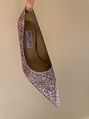 Fortok Jimmy Choo High Heels 7cm/9cm Mochi Luminous Glow-in-the-Dark Glitter with JC Button Red - 5