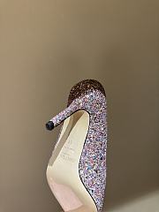 Fortok Jimmy Choo High Heels 7cm/9cm Mochi Luminous Glow-in-the-Dark Glitter with JC Button Red - 4