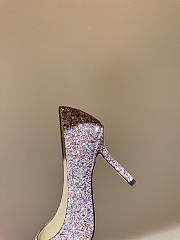 Fortok Jimmy Choo High Heels 7cm/9cm Mochi Luminous Glow-in-the-Dark Glitter with JC Button Red - 3