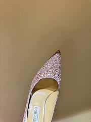 Fortok Jimmy Choo High Heels 7cm/9cm Mochi Luminous Glow-in-the-Dark Glitter with JC Button Red - 2
