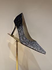 Fortok Jimmy Choo High Heels 7cm/9cm Mochi Luminous Glow-in-the-Dark Glitter with JC Button Grey - 5