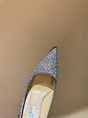 Fortok Jimmy Choo High Heels 7cm/9cm Mochi Luminous Glow-in-the-Dark Glitter with JC Button Grey - 3