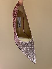 Fortok Jimmy Choo High Heels 7cm/9cm Mochi Luminous Glow-in-the-Dark Glitter with JC Button Pink 02 - 6