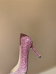 Fortok Jimmy Choo High Heels 7cm/9cm Mochi Luminous Glow-in-the-Dark Glitter with JC Button Pink 02 - 5