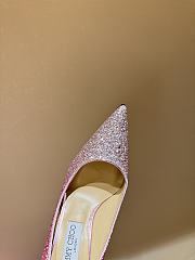 Fortok Jimmy Choo High Heels 7cm/9cm Mochi Luminous Glow-in-the-Dark Glitter with JC Button Pink 02 - 4