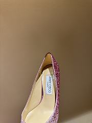 Fortok Jimmy Choo High Heels 7cm/9cm Mochi Luminous Glow-in-the-Dark Glitter with JC Button Pink 02 - 3