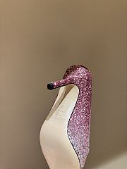 Fortok Jimmy Choo High Heels 7cm/9cm Mochi Luminous Glow-in-the-Dark Glitter with JC Button Pink 02 - 2