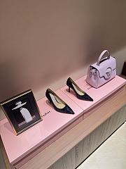 Fortok Jimmy Choo High Heels 7cm/9cm Mochi Luminous Glow-in-the-Dark Glitter with JC Button Navy - 1