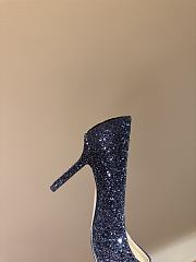 Fortok Jimmy Choo High Heels 7cm/9cm Mochi Luminous Glow-in-the-Dark Glitter with JC Button Navy - 5