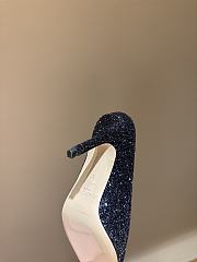 Fortok Jimmy Choo High Heels 7cm/9cm Mochi Luminous Glow-in-the-Dark Glitter with JC Button Navy - 3