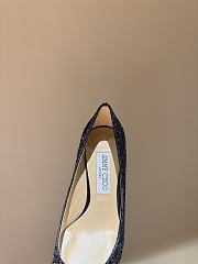Fortok Jimmy Choo High Heels 7cm/9cm Mochi Luminous Glow-in-the-Dark Glitter with JC Button Navy - 2