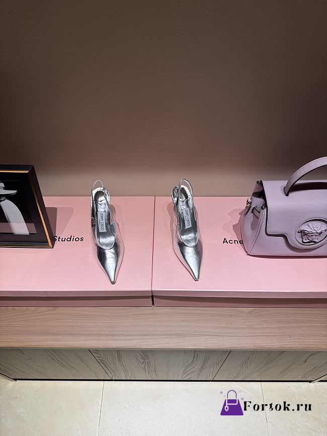 Fortok Jimmy Choo Isa 95 Leather Pumps Silver - 1