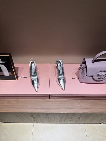 Fortok Jimmy Choo Isa 95 Leather Pumps Silver