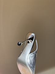Fortok Jimmy Choo Isa 95 Leather Pumps Silver - 6