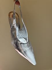 Fortok Jimmy Choo Isa 95 Leather Pumps Silver - 3