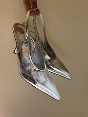 Fortok Jimmy Choo Isa 95 Leather Pumps Silver - 2