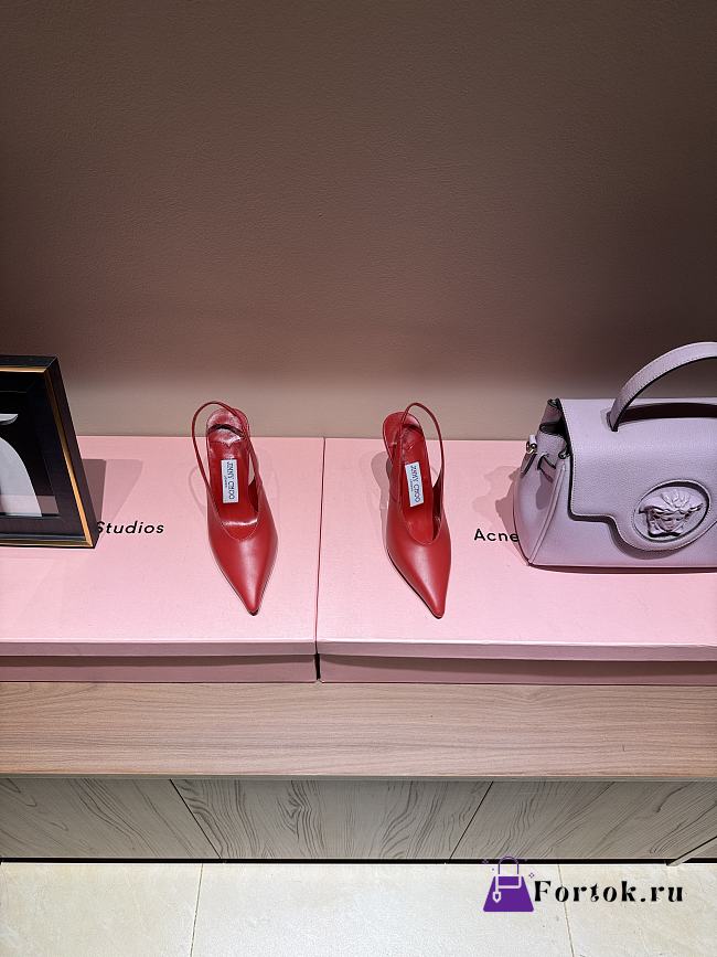 Fortok Jimmy Choo Isa 95 Leather Pumps Red - 1